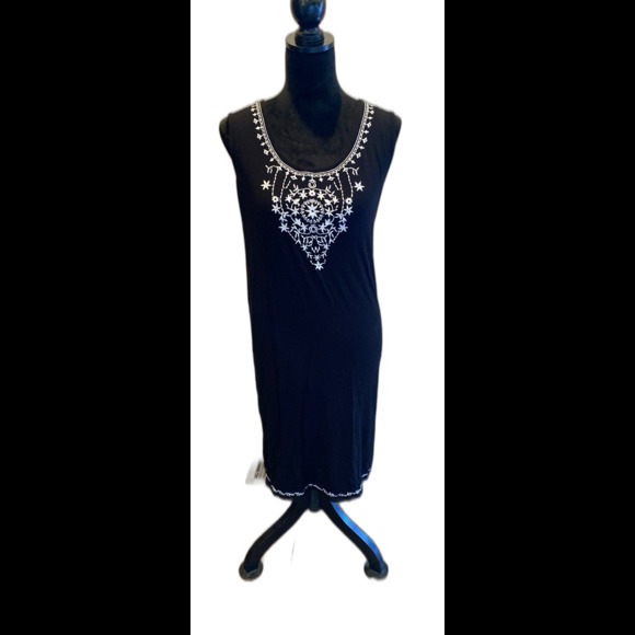 Philosophy Swimsuit Coverup or Casual Dress Plus Size 1X Black White Embroidery - Picture 3 of 12